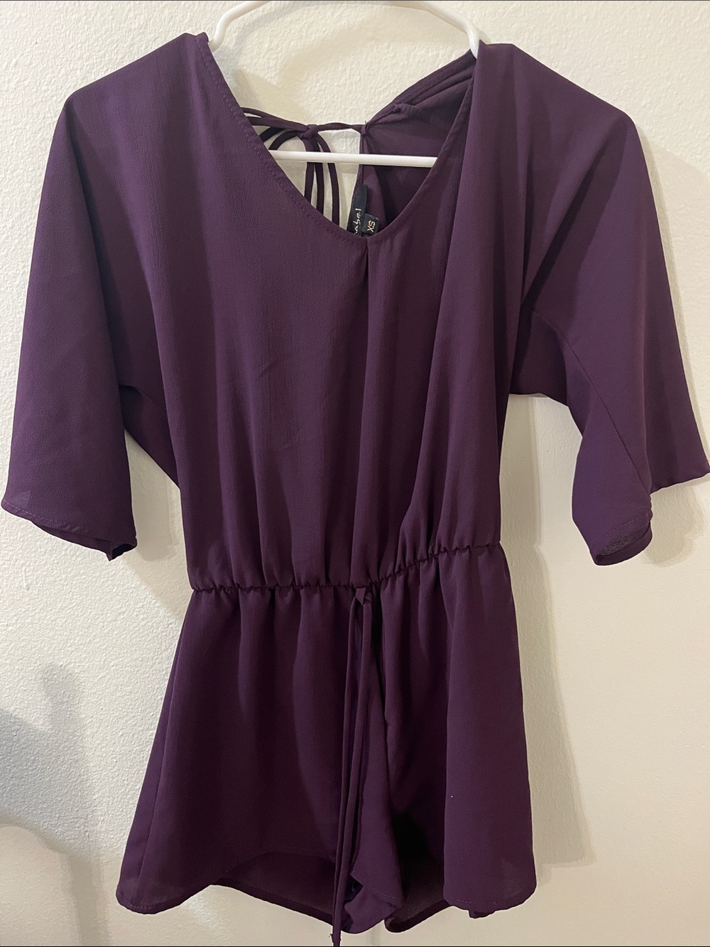 Purple Romper XS Mabel with Tie Waist